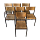 Set of 7 curved back school chairs
