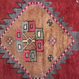 Vintage red persian runner rug long traditional handwoven oriental wool carpet 110x385cm