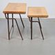 Brutalist Cast Iron and Oak Nesting Tables, 1970s, Set of 2