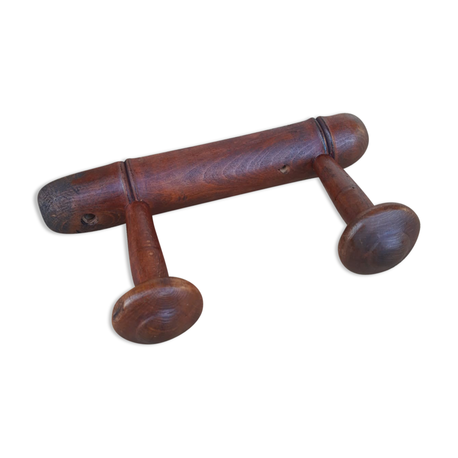 Coat rack 2 wooden hooks vintage