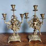 Antique bronze candlesticks