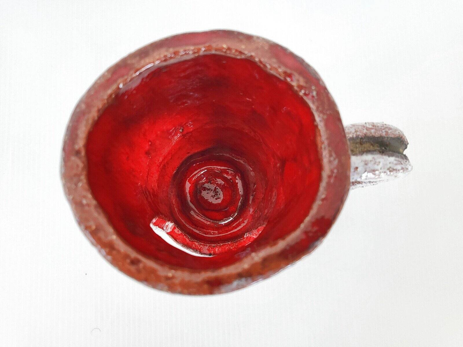 Vintage ceramic terracotta glazed candle holder - 1970s