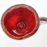 Vintage ceramic terracotta glazed candle holder - 1970s