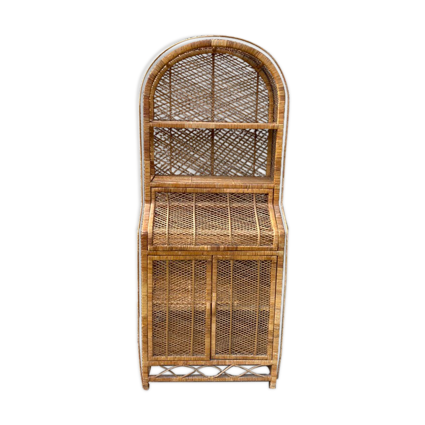 Cabinet library secretary wicker rattan year 60/70