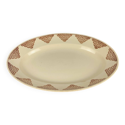 Plat ovale ''amandinoise'', st Amand, motif geometrique, XXème siècle