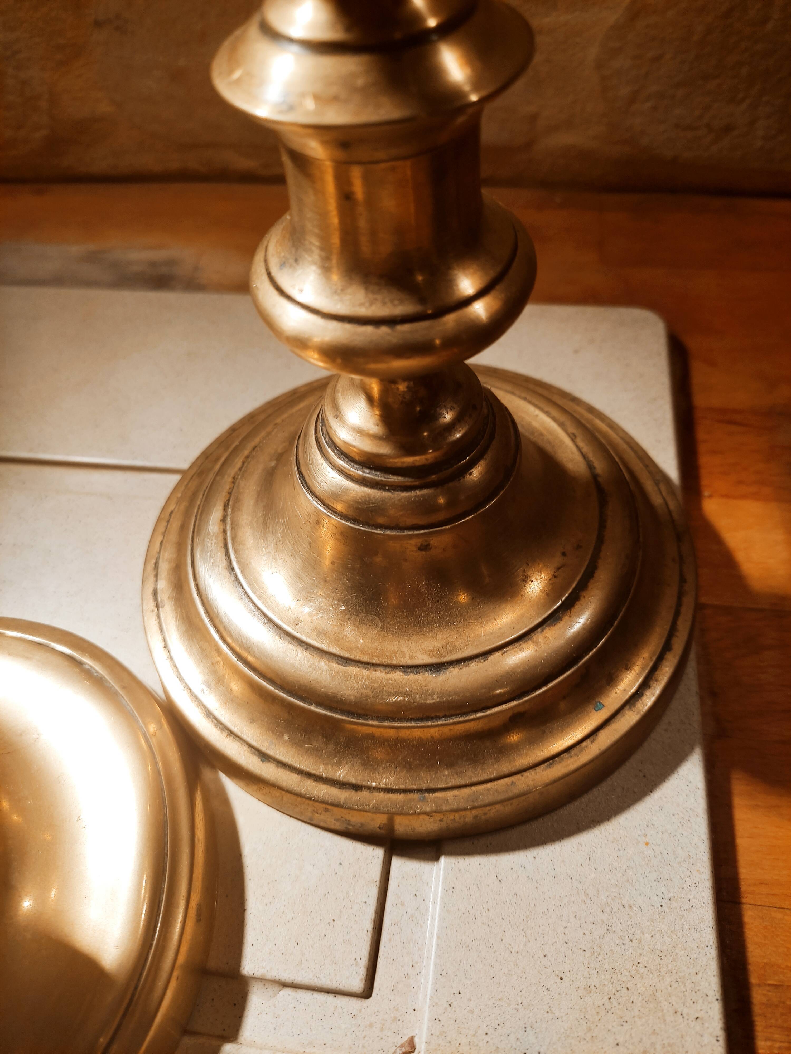 Pair of brass candle holders