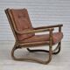 1970s, Scandinavian armchair, original very good condition, bamboo, leather.