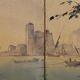 Early 20th Century French Tempera on Canvas Folding Screen with Seascape View