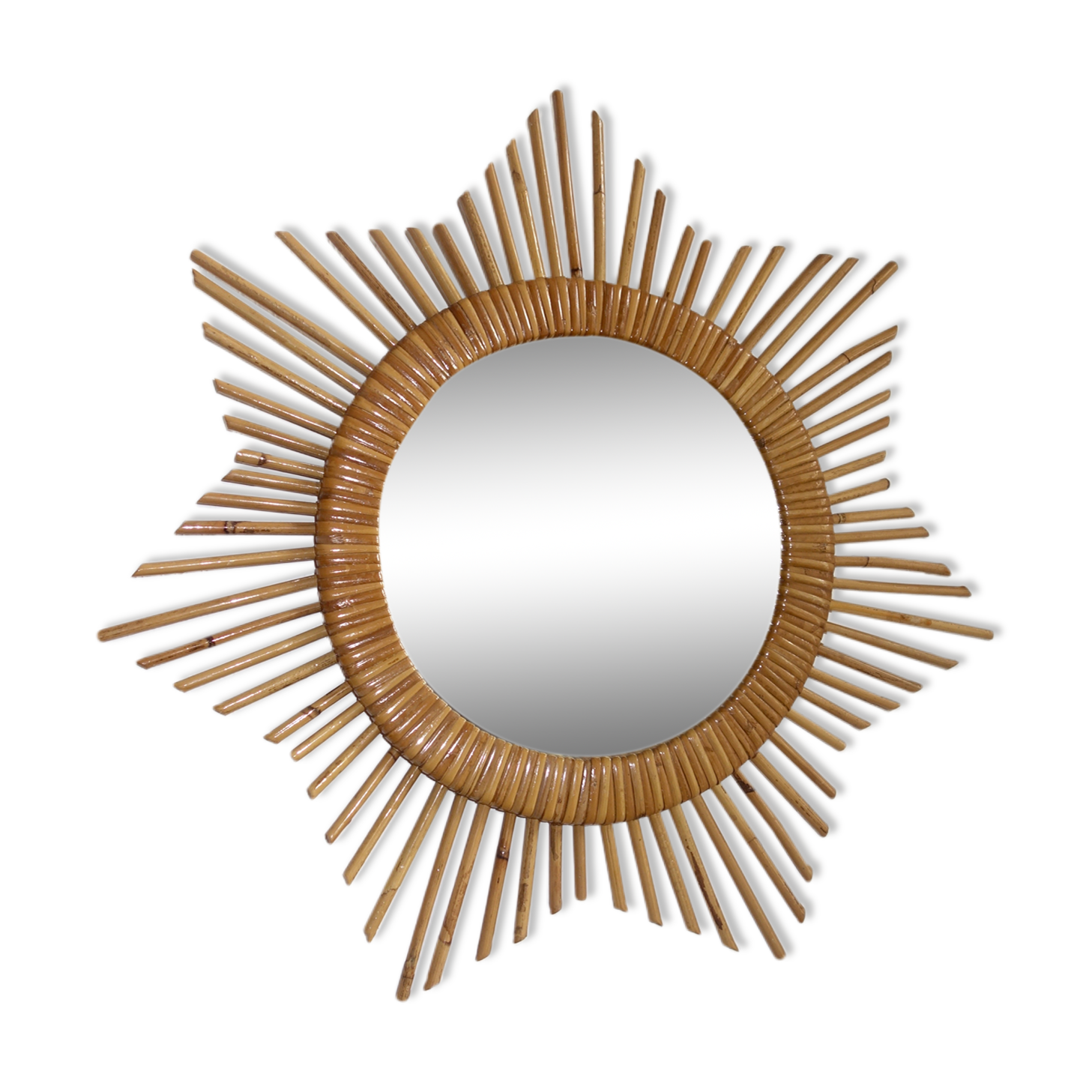 Mirror Sun in the 1950s rattan 49x49cm