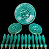 turquoise ceramic dinner service from the 40s/50s