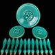 Service de table en céramique turquoise, années 40-50