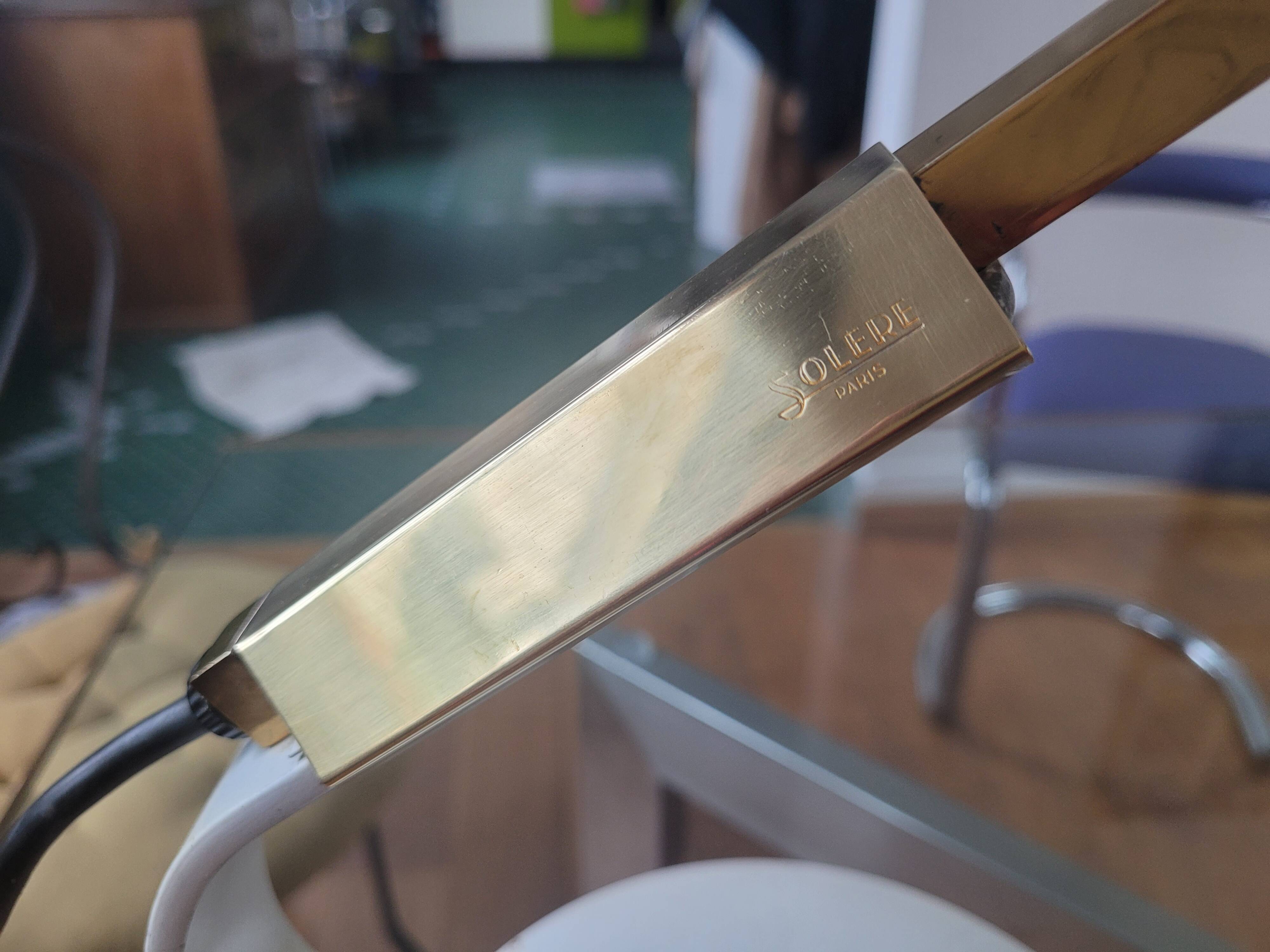 Lampe Ferdinand Solere avec son réflecteur bleu, années 50