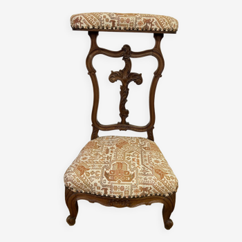 Antique Prie-Dieu chair in carved wood