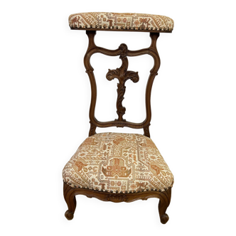 Chaise Prie-Dieu ancien en bois sculpté