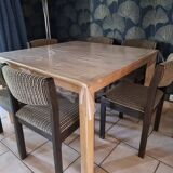 Vintage baumann chairs from the 60s upholstered. set of 6 antique chairs stamped bauman