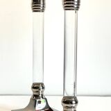 Vintage lucite and silver metal candle holders