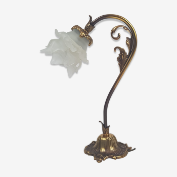 Flower gilded bronze lamp