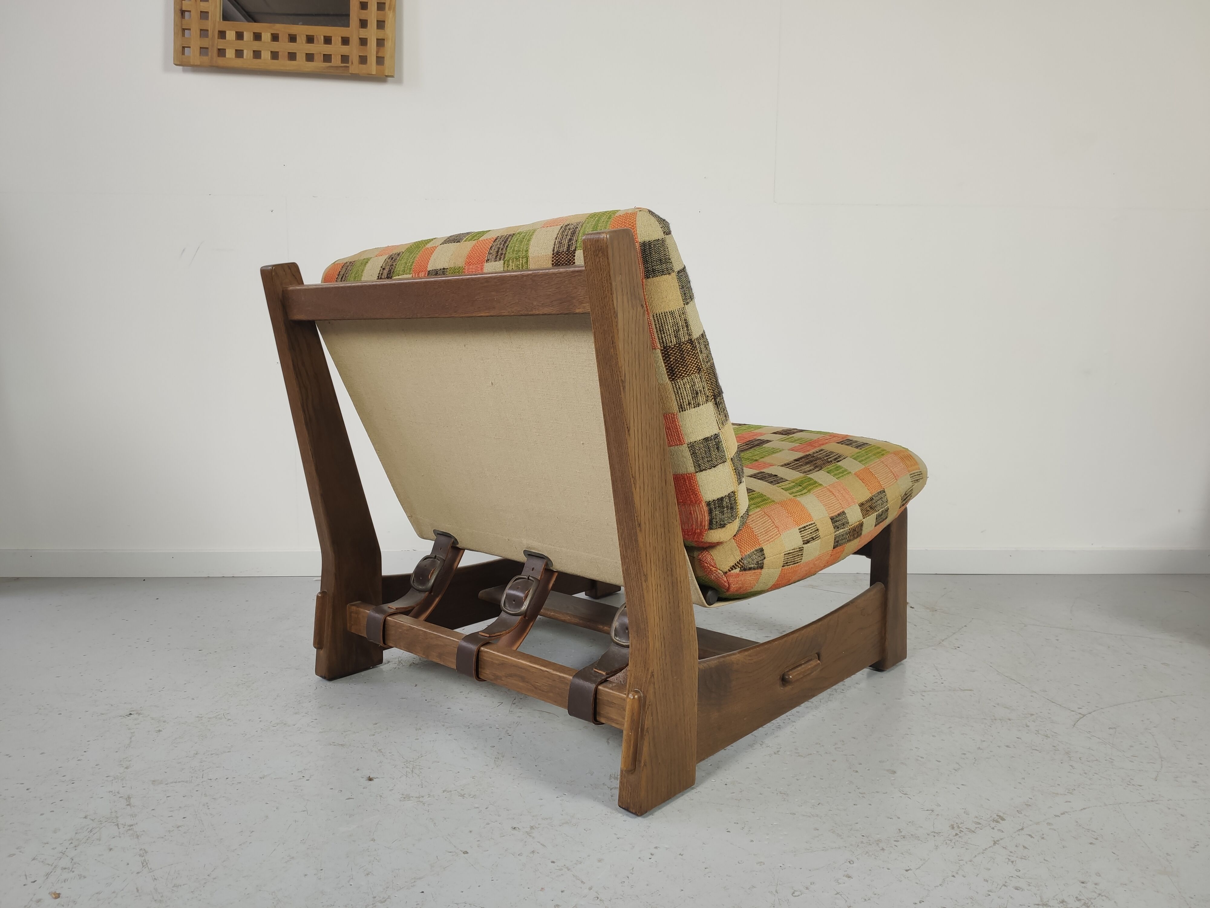 Pair of vintage oak armchairs 1970