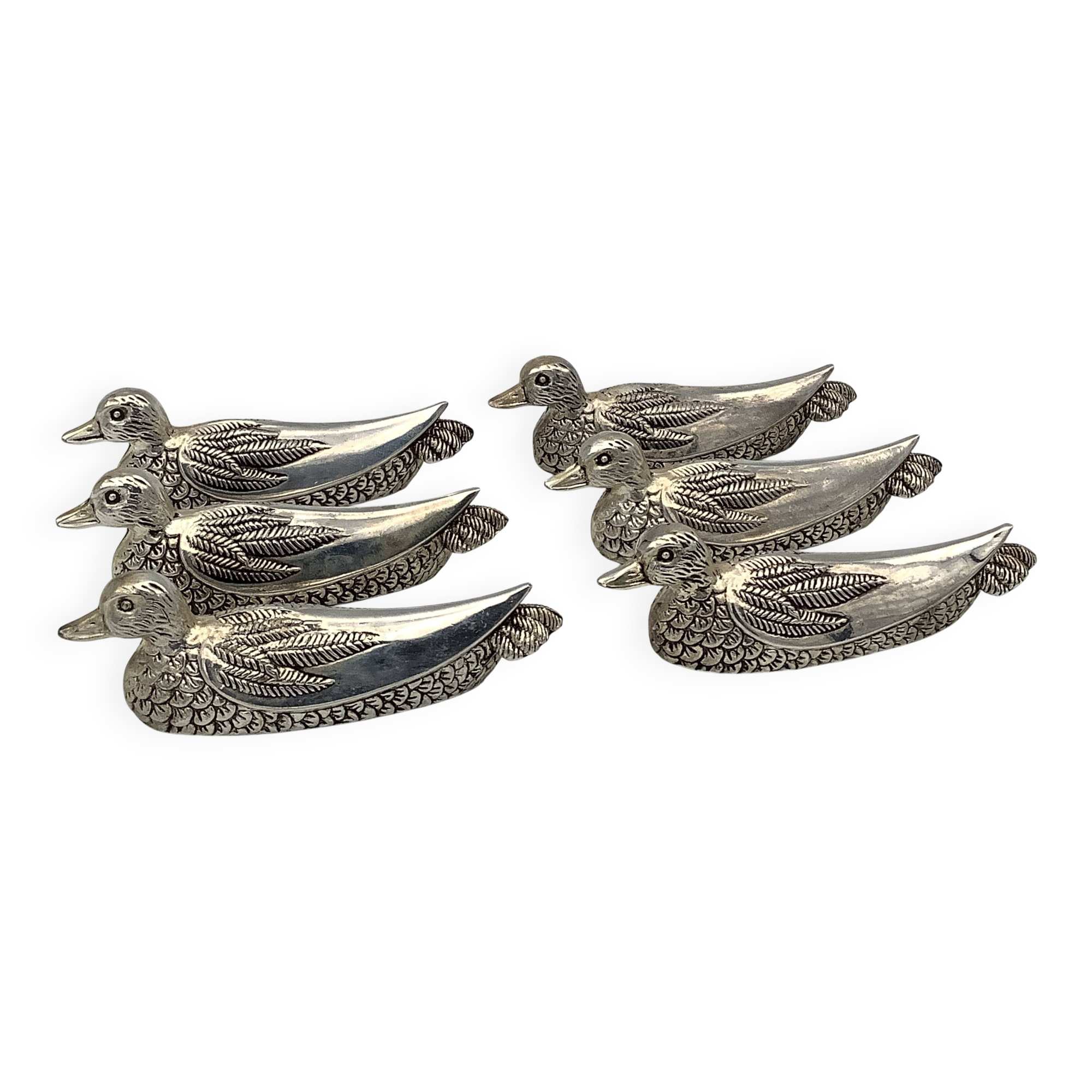 Set of 6 Vintage Duck-Shaped Silver-Plated Knife Rests SILEA