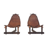 Set of two saddle leather lounge chairs, Brazil, 1960's