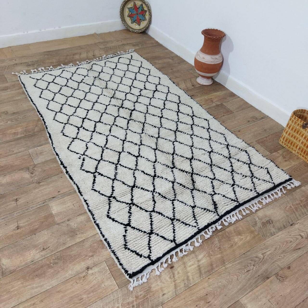 Handmade wool Berber rug 220 X 130 CM