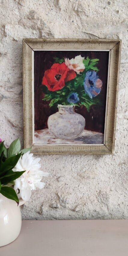 Anemone painting on wood