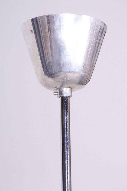 Mid-Century Chandelier in Chromed Steel and Opaline Glass, Germany, 1970s