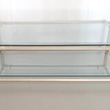 Rectangular Engraved Crystal and White Metal Coffee Table with a Lower Shelf
