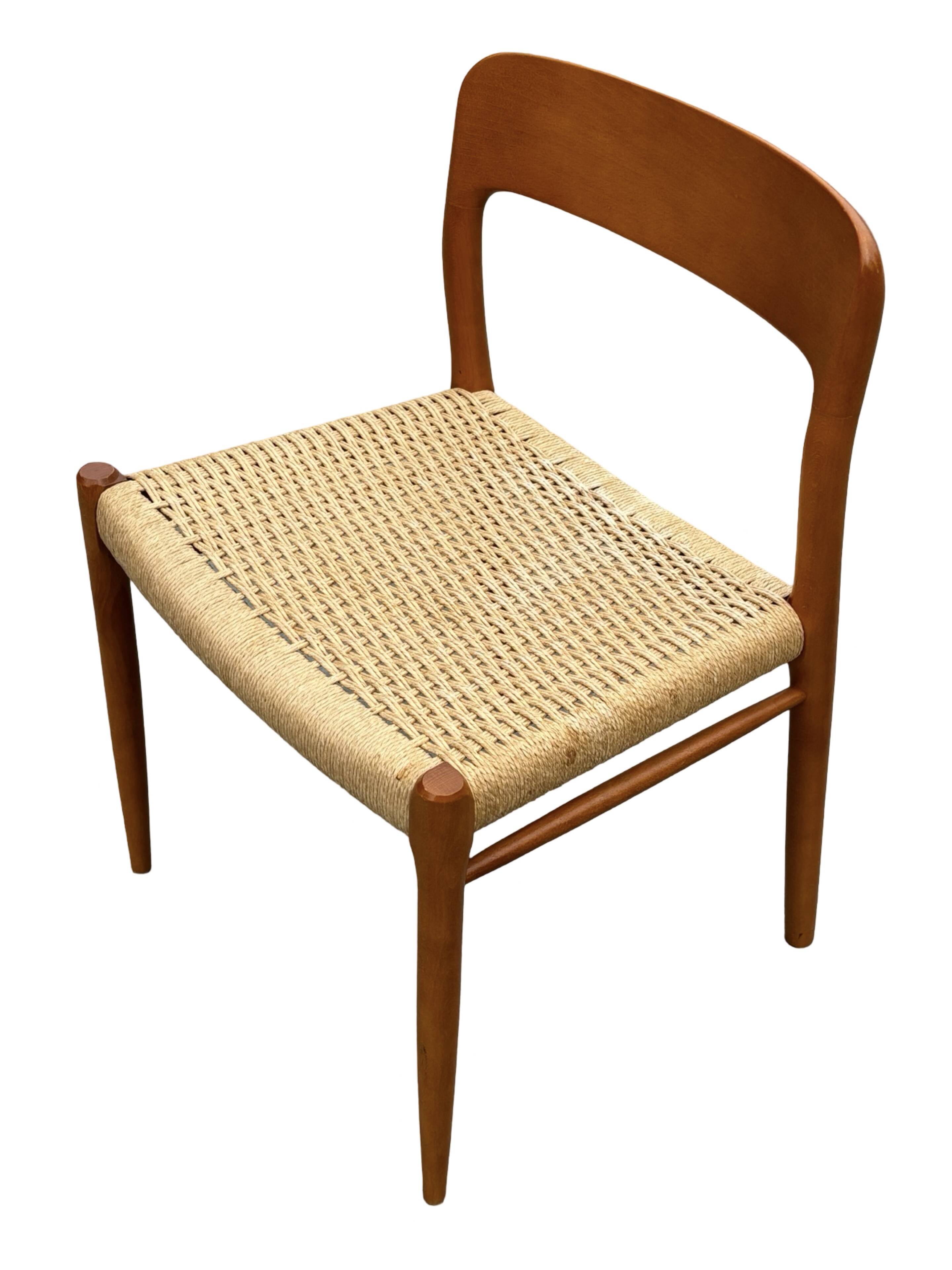 Set of 4 JL Moller model 75 chair by Niels Otto Moller Danish Design