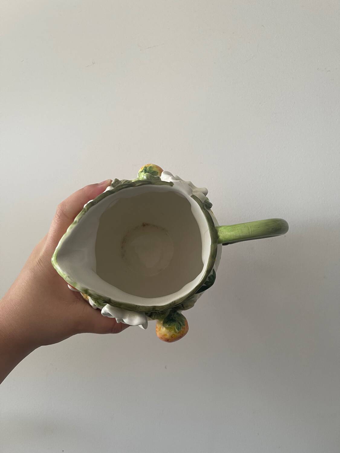 Strawberry shaped pitcher with vintage flowers ceramic pitcher in shape