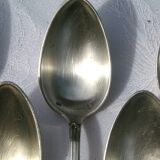 12 Apollo silver metal spoons in Transition Louis XV XVI style