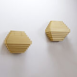 Pair of gold-plated aluminum wall lights by Jules Wabbes - 2 pairs available