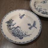 Série de 6 assiettes creuses en faïence Sarreguemines modèle Carmen