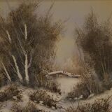 Italian winter landscape painting oil on canvas