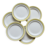 Set of 6 flat plates Salins yellow old earthenware