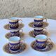 6 litron cups and saucers - oven blue and gold - Limoges porcelain