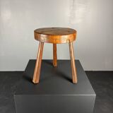 Tabouret de ferme rustique français massif de style brutaliste des années 1950