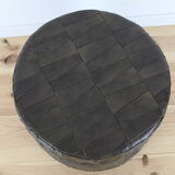 Ottoman chest of Sede round in 70's leather patchwork