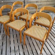 Set of 6 caned chairs by Baumann, gondola model.