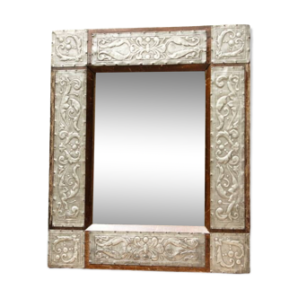 Old mirror, embossed tin
