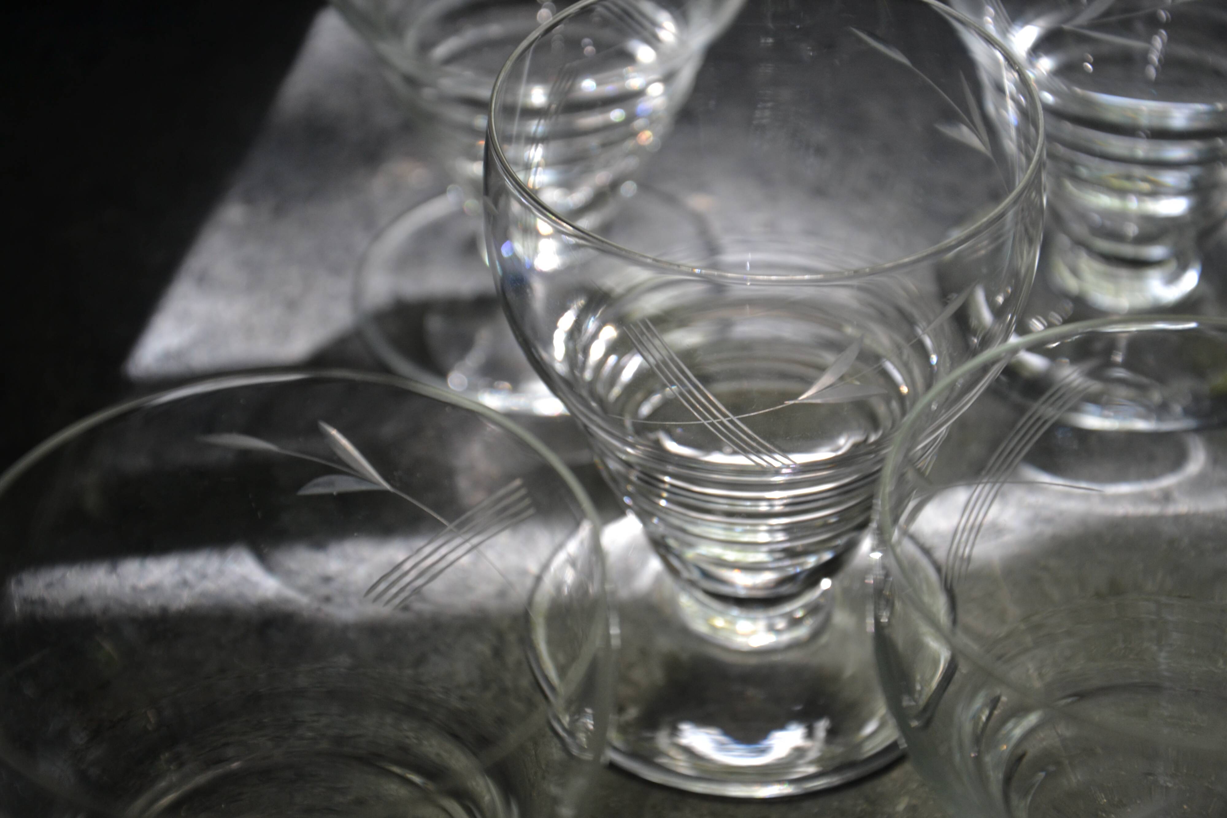 6 old champagne glasses