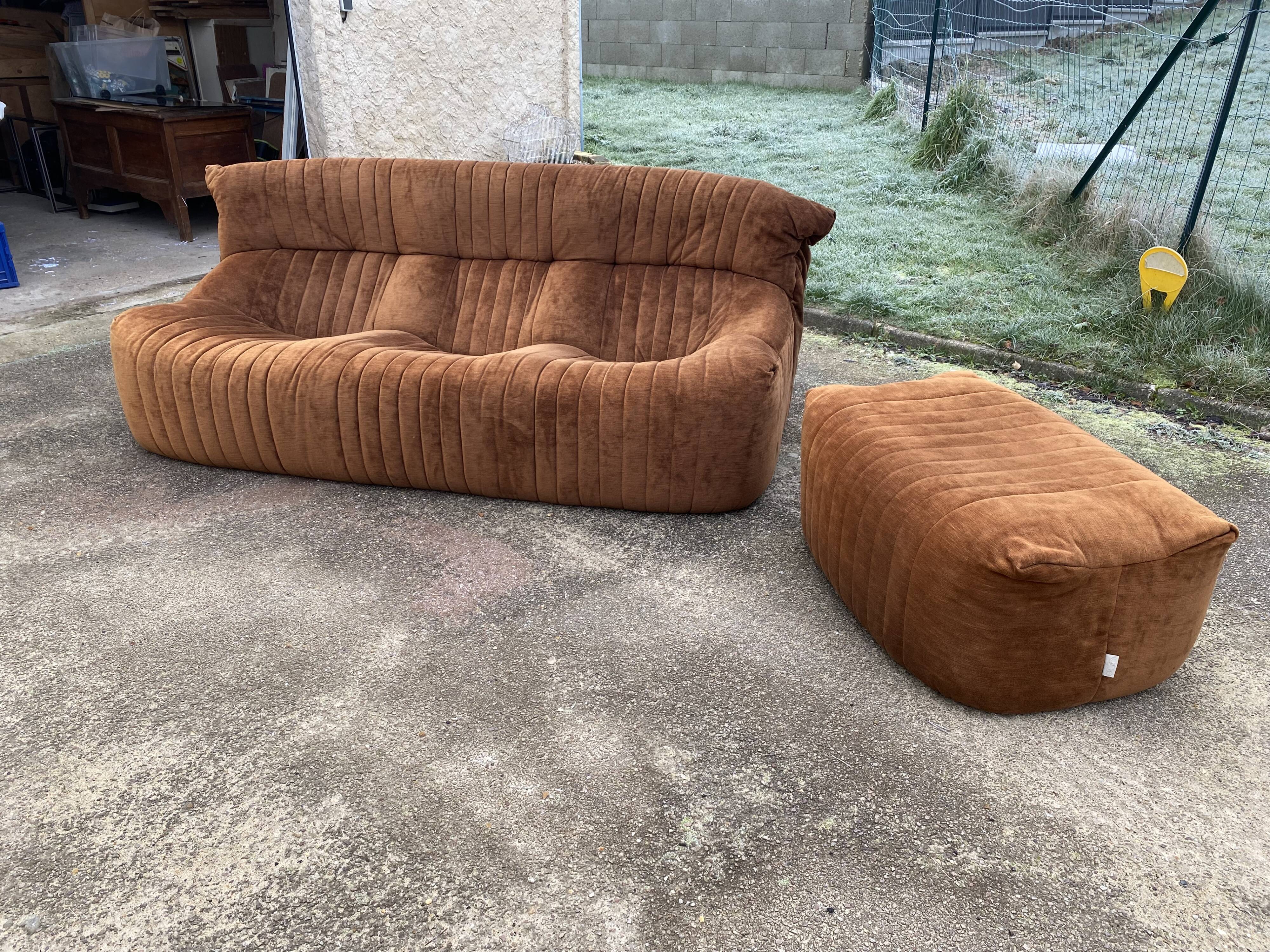 Sofa and pouf Aralia by Michel Ducaroy, Ligne Roset edition