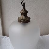 Glass and bronze pendant lamp