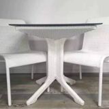 White woven resin garden chair