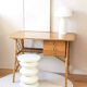 Vintage wood and rattan desk by L. Sognot