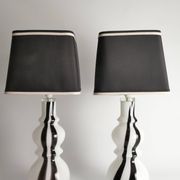 Sculptural Art Glass Murano Style Table Lamps, Black & White, 1960s, Set of 2