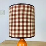 Orange lamp 70's turned wood