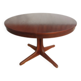 round/oval table with extension, central leg, dark shade, Baumann design