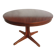 round/oval table with extension, central leg, dark shade, Baumann design