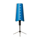 Lampe de table vintage bleue des années 1980 de style Memphis avec tige en métal noir réglable et base trépied en chrome.